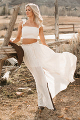 Easy Grace Crop Top & Maxi Skirt Set (Cream)