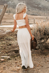 Easy Grace Crop Top & Maxi Skirt Set (Cream)