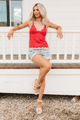 Love Me Later Polka Dot Halter Cami Top (Red)