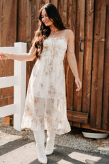 Peach Please Sleeveless Floral Midi Dress (Cream/Multi)