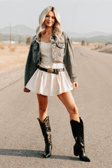 On The Loose Washed Denim Crop Jacket (Black)
