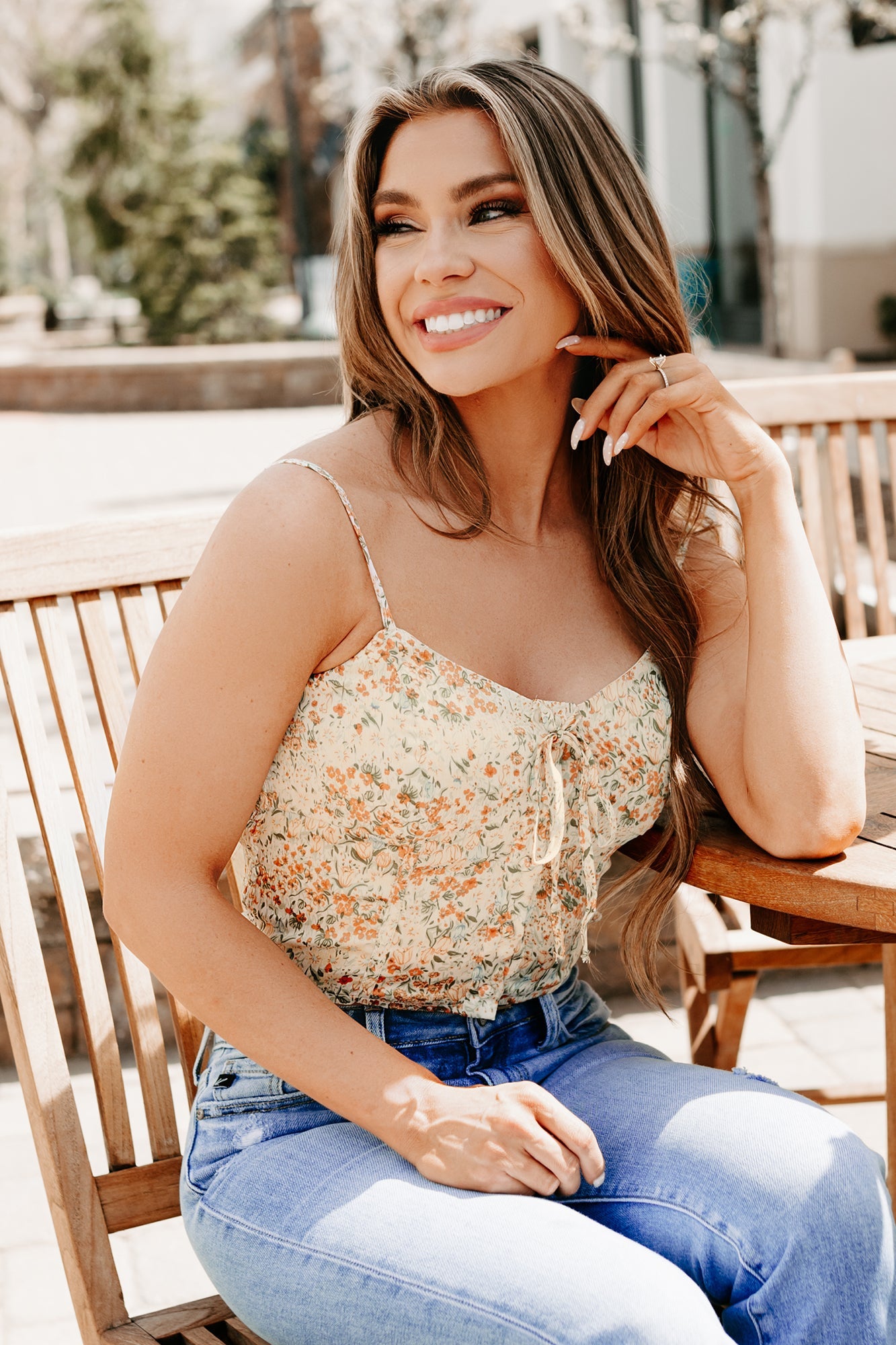 Earthy Bliss Floral Tank Top (Lemon/Orange)