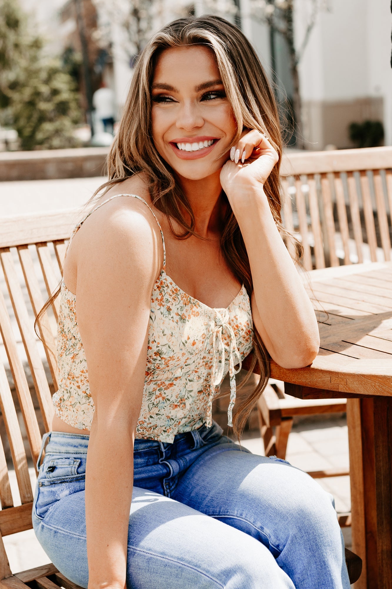 Earthy Bliss Floral Tank Top (Lemon/Orange)