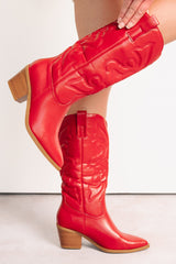 Cowgirl Glow Pointed Toe Western Boots (Red)