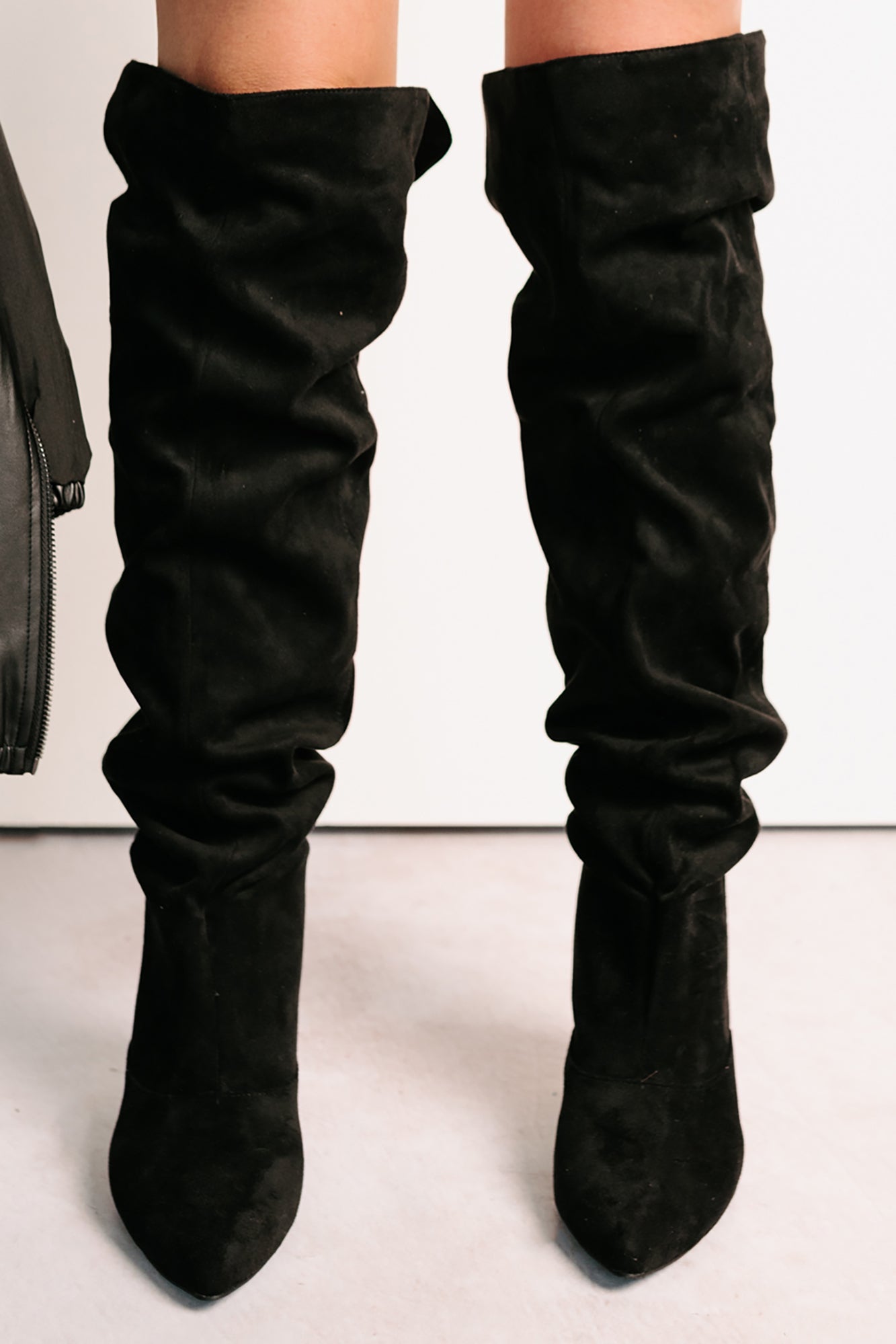 Staying Strong Faux Suede Stiletto Heel Boots (Black)