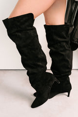 Staying Strong Faux Suede Stiletto Heel Boots (Black)