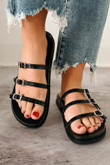Stay In Motion Triple Strap Sandal (Black)