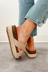 Golden Touch Espadrille Platform Sandals (Light Tan)