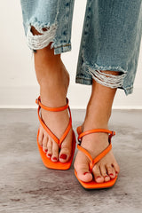 Rosy Whispers Thong Strap Kitten Heels (Orange)