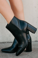 Polished Path Block Heel Ankle Boots (Black)