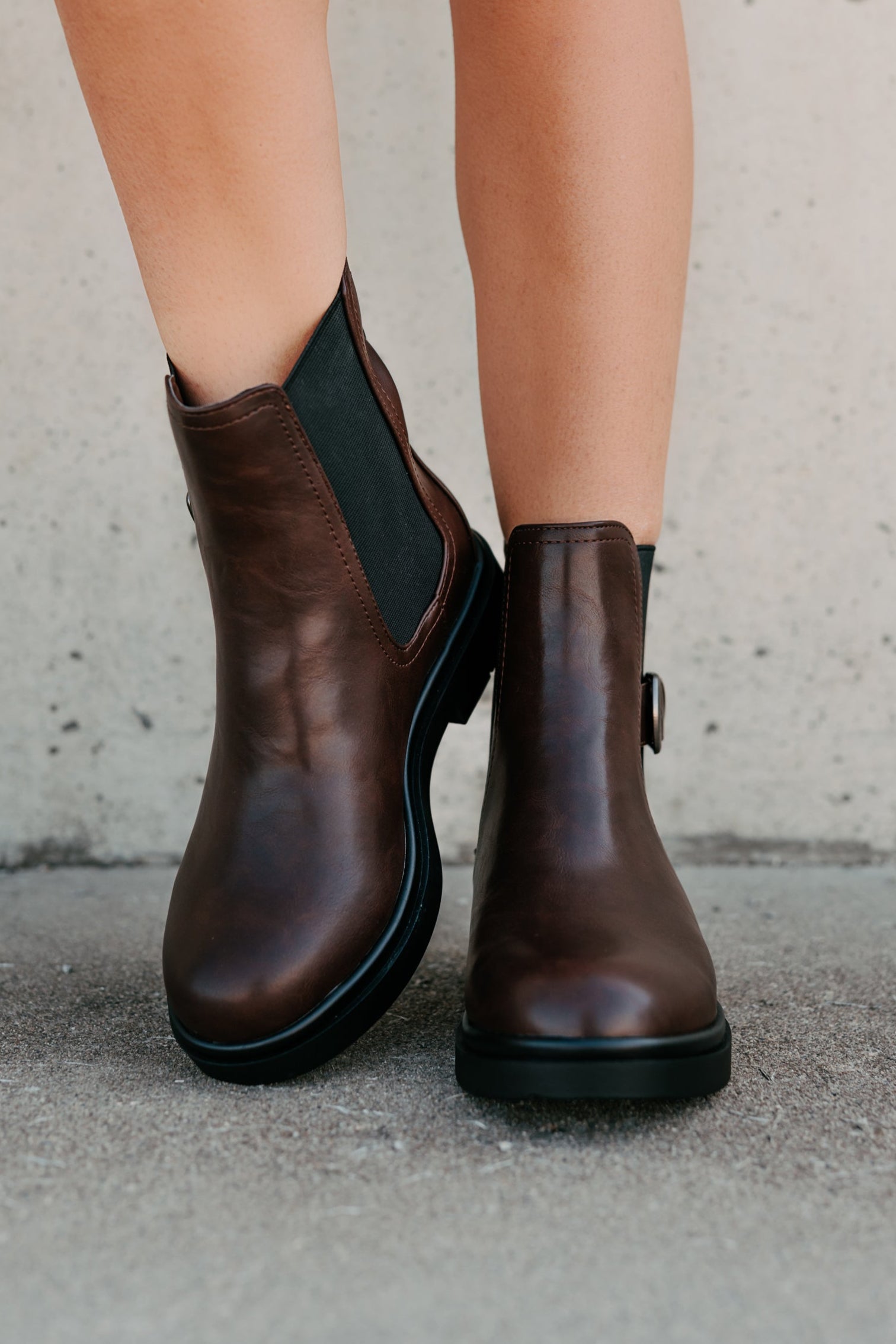Me After You Platform Round Toe Booties (Brown)