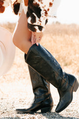 A Wild Ride Faux Leather Western Boots (Black)