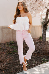 Simply You Pleated Eyelet Lace Tank Top (Off White)