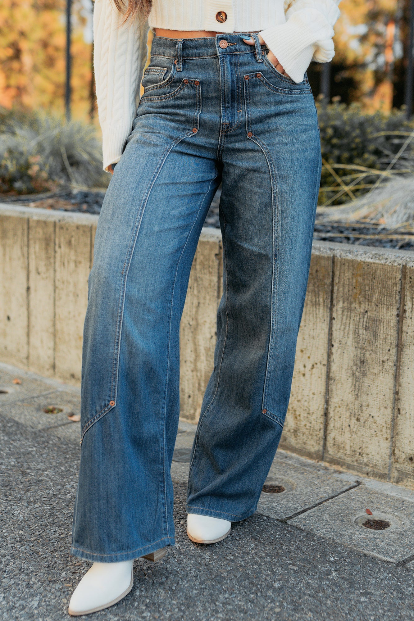 Elise Vintage Baggy Wide Leg Hidden Jeans (Medium)
