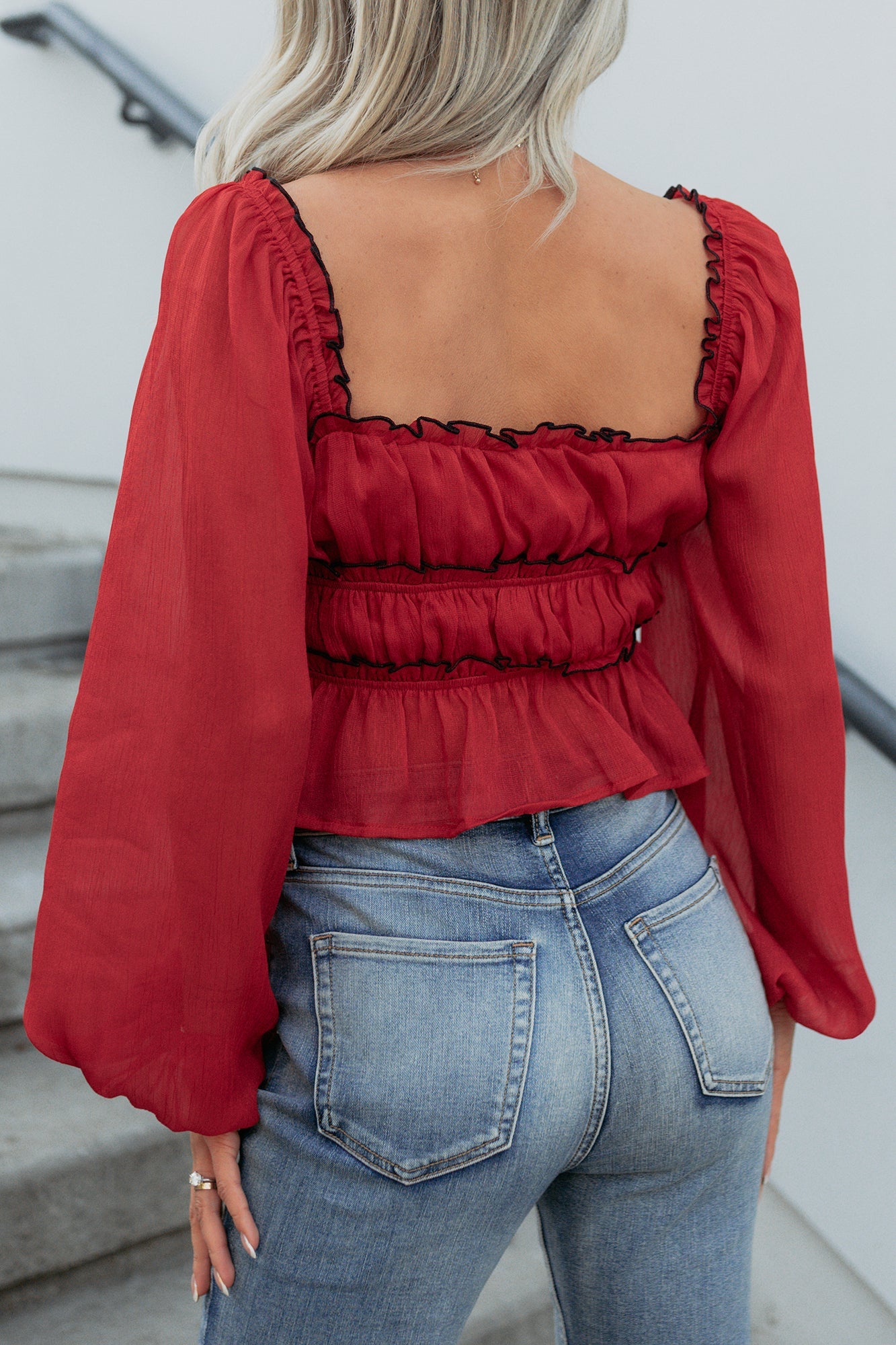 Cute With It Sweetheart Neck Bow Detail Top (Red Wine)