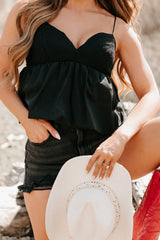 Tangled In You Crochet Bubble Tank (Black)